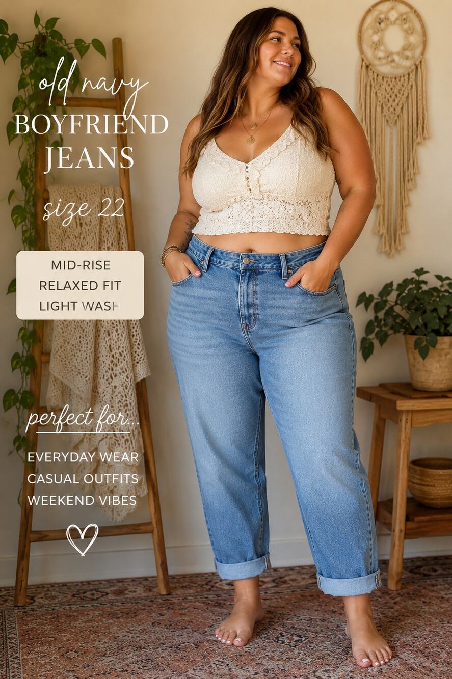 Old Navy WOW Boyfriend Jeans Plus Size 22 Medium Wash Mid Rise Relaxed Casual